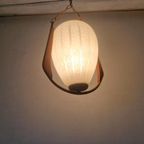 Vintage Scandinavische Teak En Glas Hanglamp. thumbnail 5