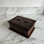 Antiek Houtenkistje, Friese Kerfsnede Houtsnijwerk 1900 thumbnail 2