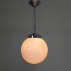 Art Deco Hanglamp Met Witte Bol, Jaren 30 thumbnail 6