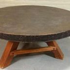 Vintage Brutalist Salontafel, Rond thumbnail 2