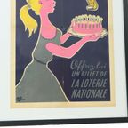 Vintage Ingelijste Poster Loterie Nationale France Fifties Reclame M. Pineau thumbnail 14