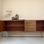 Vintage Palissander Dressoir / Sideboard Met 3 Deurtjes En 4 Lades thumbnail 9