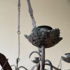 Antieke Kaarsen Oogstlamp Kerklamp Kaarsenkroon Met Druiven En Koornaren Messing Frans thumbnail 12
