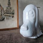 Vintage Witte Bloempot Hond Basset thumbnail 4