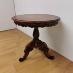 Antieke Ronde Salontafel, Koffietafel Wijntafel Mahonie Hout thumbnail 13