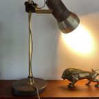 Space Age Goud Met Bruin - Tafellamp - Bureaulamp, Jaren 60 - 70 Design Lamp, Verstelbaar thumbnail 3