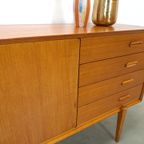 Teak Dressoir Met Hoge Poten En Lades Vintage Sideboard thumbnail 2