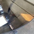 Vintage Ronde Salontafel, Rookglazen Blad En Chromen Frame, Space Age, 1970'S thumbnail 11