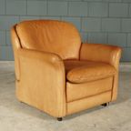 Vintage Leren Fauteuil Met Hocker – Hans Kaufeld – Jaren 70 thumbnail 13