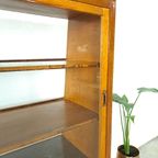 Fineer Toonbank, Winkel Vitrine Met Schuifdeuren, Vintage Vitrinekast thumbnail 15