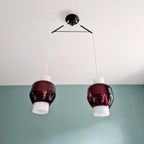 Scandinavische Dubbele Hanglamp In Opaline En Amethistglas thumbnail 7