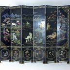 Black Oriental Room Divider With Marble Stone Details thumbnail 7