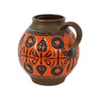 Zeldzame Oranje Bolle Vaas West Germany Aardewerk Wekara 1850-18 thumbnail 4