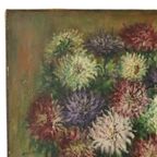 Groot Bloemen Stilleven Schilderij Dahlia’S Gesigneerd M. Vierstraete thumbnail 7