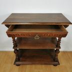 Landelijke Frans Eikenhouten Sidetable Wandtafel Met Lade thumbnail 6