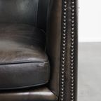Unieke En Subtiele Zwart/ Grijze Schapenleren Clubfauteuil Met Een Mooi Patina thumbnail 9