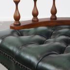 Stijlvolle Functionele Rundleren En Houten Donkergroene Chesterfield Bureaustoel Op Wieltjes thumbnail 13