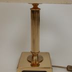 Messing Vintage Tafellamp Met Crèmekleurige Plisse Kap thumbnail 4