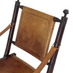 Officer’S Chair - Wood And Leather Upholstery - Military Campaign Style thumbnail 6