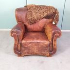 Antieke Stoere Leren Fauteuil thumbnail 4