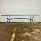 Glass Dining Table With Metal Base thumbnail 3