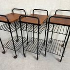 2X Vintage Bijzettafel/70’S Trolley In Teak thumbnail 4