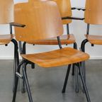 Set Van 4 Karaktervolle Vintage Jaren ’60 Dutch Design Marko School/Eetkamerstoelen Met Armleuningen thumbnail 7