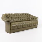 Chesterfield Style Green Leather Sofa From Skippers, Denmark thumbnail 9