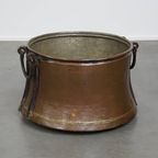 Uniek Grote En Zeer Charmante Antieke Koperen Ketel/ Haardhout Bak Met Een Prachtig Patina thumbnail 2
