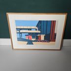 Vintage Zeefdruk Van Abstracte Weergave Van Industriële Setting. Kunstenaar Roel Jonges thumbnail 6
