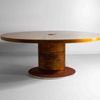 Grote Ronde Mid-Century Wortelhouten Eettafel 186Cm, 1960 thumbnail 3