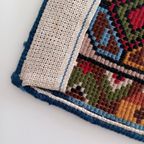 Handgeknoopt Wollen Smyrna Tapijtje. Vintage. 39x57 thumbnail 3