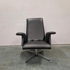 Goldsiegel Vintage Draaifauteuil Zwarte Draaistoel Jare 60 thumbnail 4