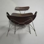 Brown Rattan And Metal Lounge Chair By Yuzuru Yamakawa, 1980S thumbnail 6