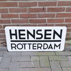 Groot Emaille Reclamebord, Naambord Van Hensen Rotterdam. thumbnail 6