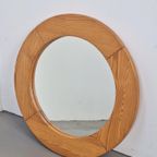 Vintage Pine Wood Ronde Spiegel Scandinavisch ’70 Retro thumbnail 2