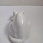 Vintage Keramiek Kat Poes Wit Beeldje Decoratie thumbnail 6