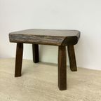 Brutalist Solid Oak Wooden Side Table , 1970S thumbnail 4