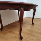 Vintage Eetkamertafel Ovale Uitschuifbare Eettafel, Tafel Mahoniehout thumbnail 9