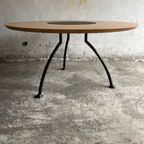Round Dining Table With Rotating Black Center Disc thumbnail 3