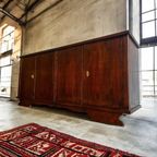 Vintage Dressoir / Retro Lange Extra Diepe Kast Donker Hout thumbnail 3