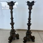 Vintage Koperen Kerk Kandelaars (2 Stuks) thumbnail 2