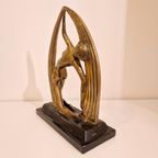 Artdeco Artnouveau Beeld Op Marmer Voet thumbnail 11
