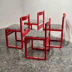 Vintage Rode Stoelen Met Panterstof thumbnail 5
