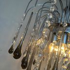 Xxl Grote Murano Kroonluchter Hanglamp Taupe Chrome Frame thumbnail 2