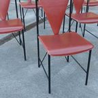Set Van 8 Vintage Postmodern Leren Eetkamerstoelen thumbnail 8