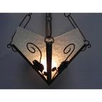 Art Deco Hanglamp Met 4 Gewolkte Glazen Platen thumbnail 9