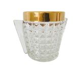 Mid-century Ijsemmer Zwaar Geslepen Kristal Met Handvatten Messing 1950’s thumbnail 3