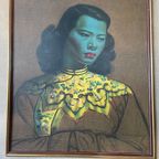 Vladimir Tretchikoff, Chinese Girl / Chinees Meisje / Green Lady, Jaren 50 Ingelijste Print / Pre thumbnail 5