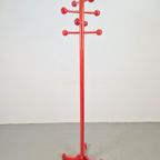 Postmoderne Beuken Staande Kapstok Vintage Italië '80 Rood thumbnail 3